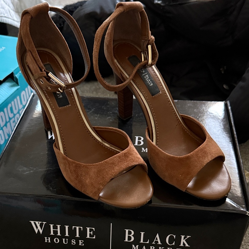 White House Black Market Brown Suede Heels